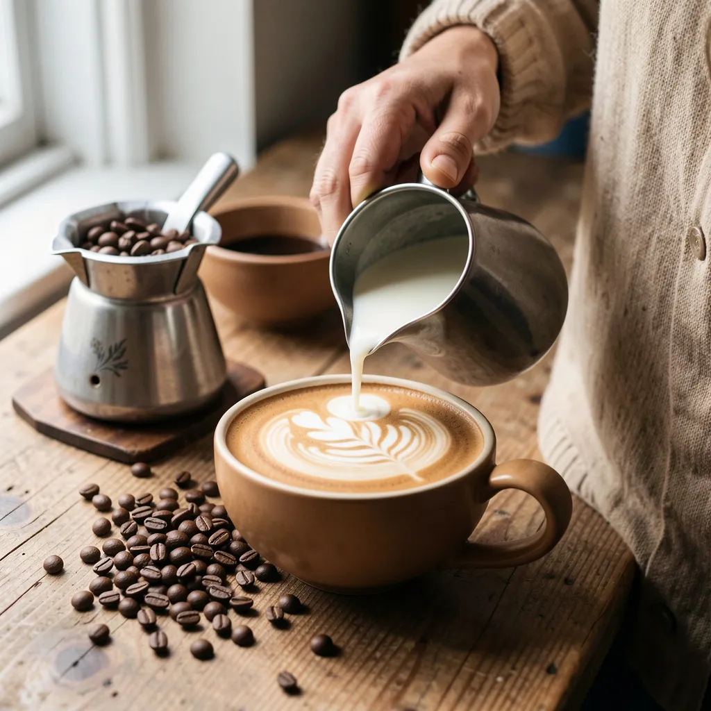 Milk steaming pitcher for latte art